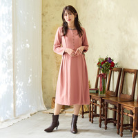 【吸湿発熱/毛玉になりにくい】配色切替クラシカルワンピース