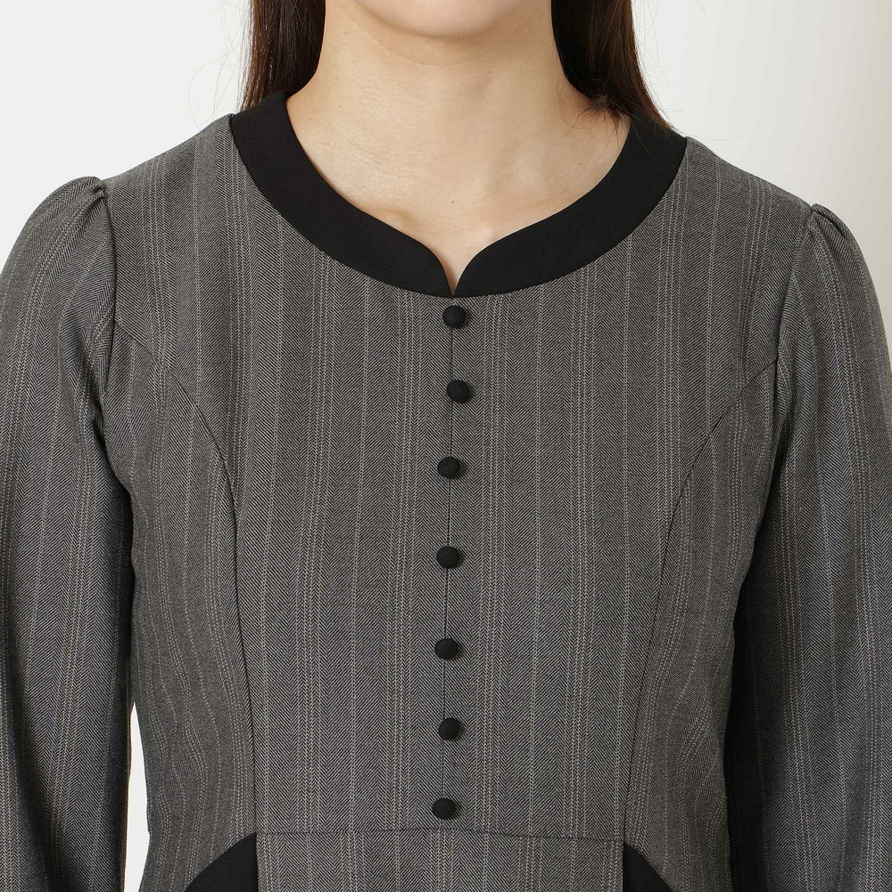 【吸湿発熱/毛玉になりにくい】配色切替クラシカルワンピース10