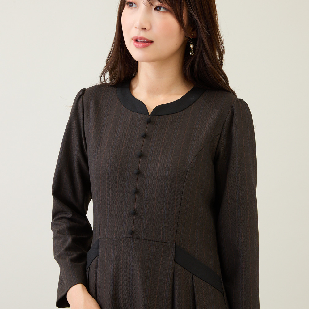 【吸湿発熱/毛玉になりにくい】配色切替クラシカルワンピース4