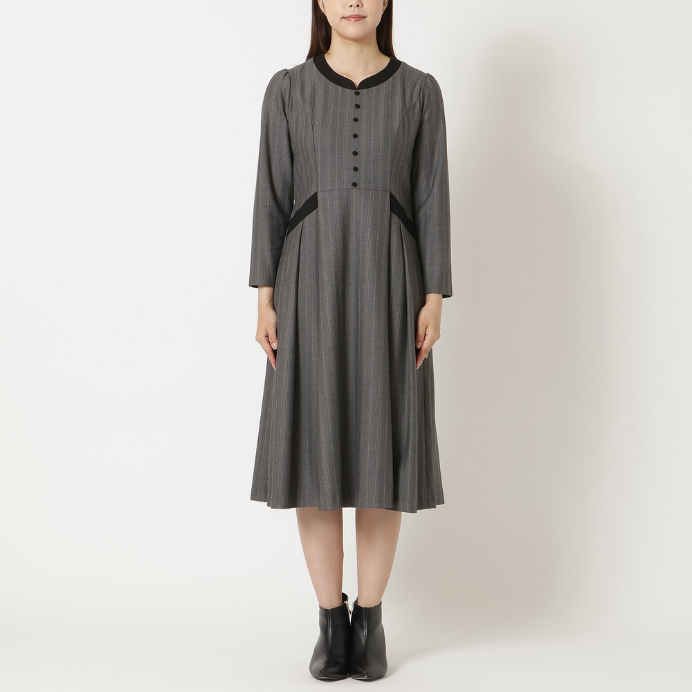 【吸湿発熱/毛玉になりにくい】配色切替クラシカルワンピース7