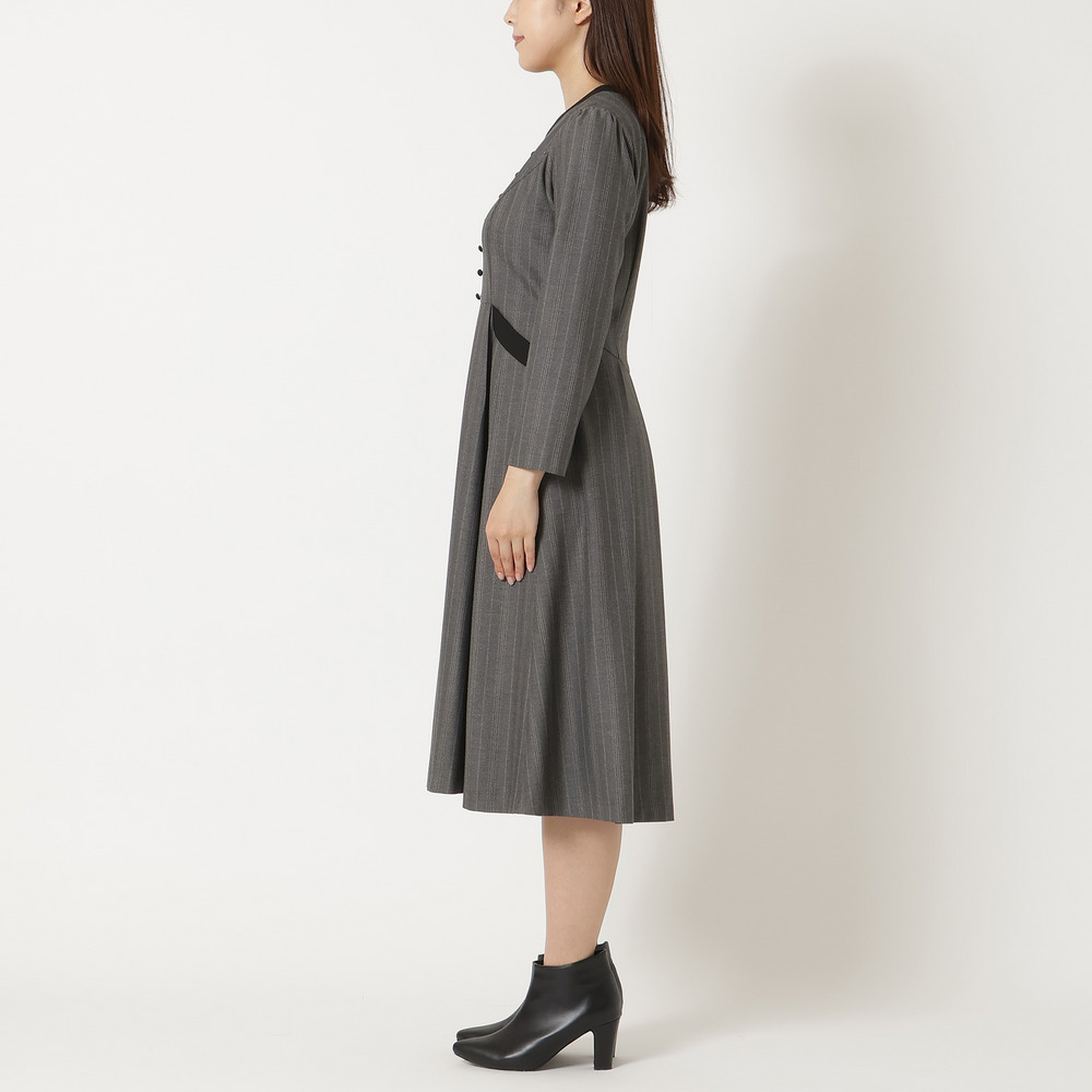 【吸湿発熱/毛玉になりにくい】配色切替クラシカルワンピース8