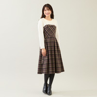 チェック切替ドッキングワンピース