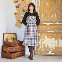 チェック切替ドッキングワンピース