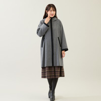 フード付き配色切替えコート