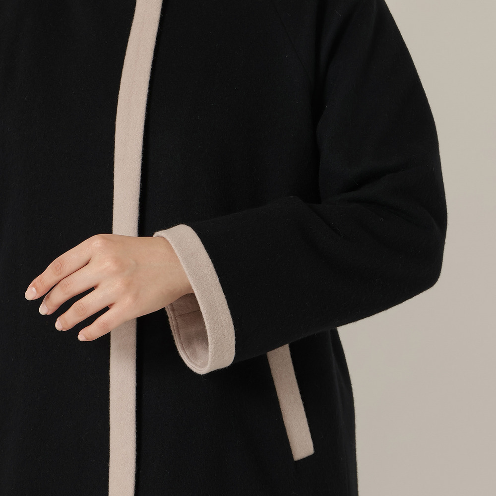 フード付き配色切替えコート13