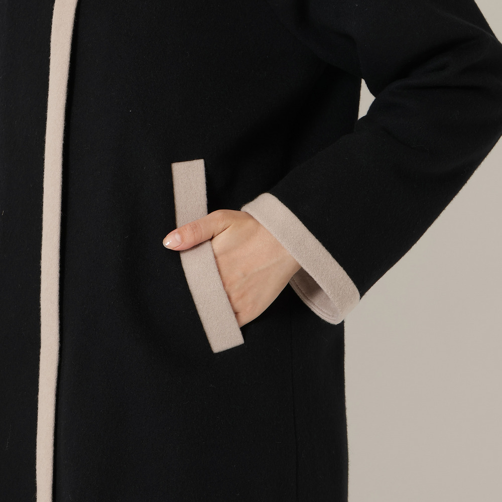 フード付き配色切替えコート14