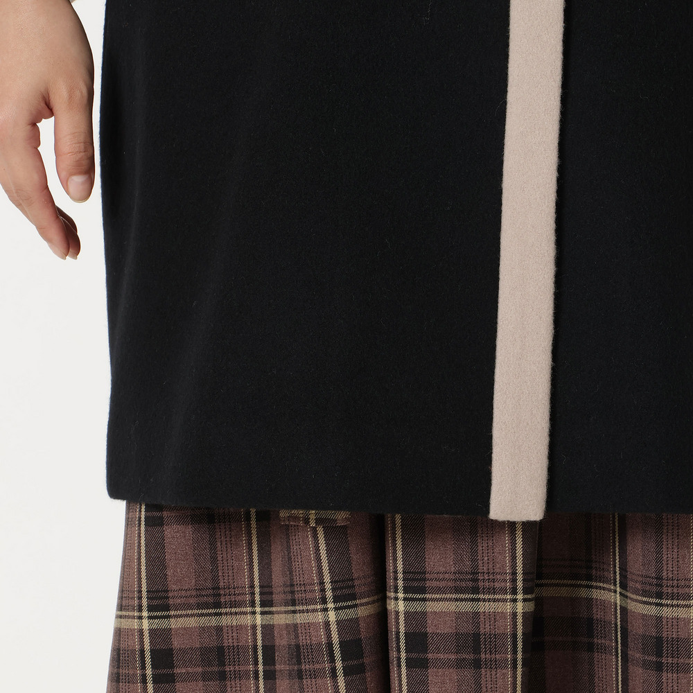 フード付き配色切替えコート15