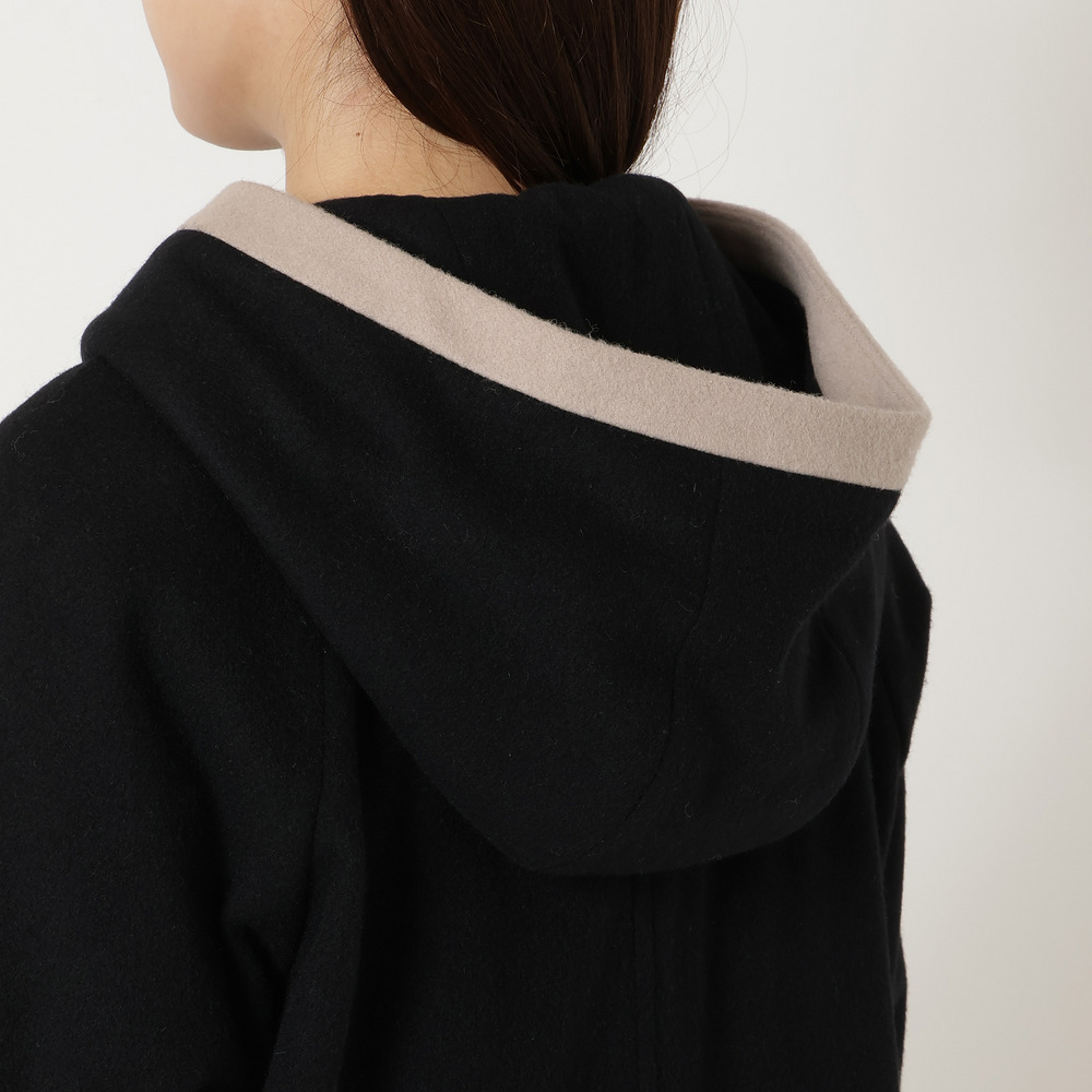 フード付き配色切替えコート16