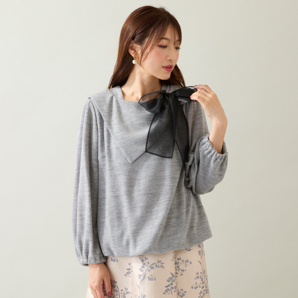 ビッグカラーリボンカットソー1