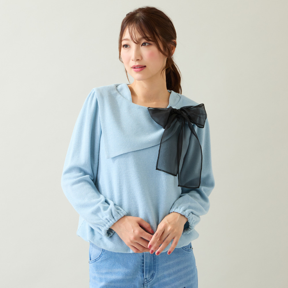 ビッグカラーリボンカットソー1