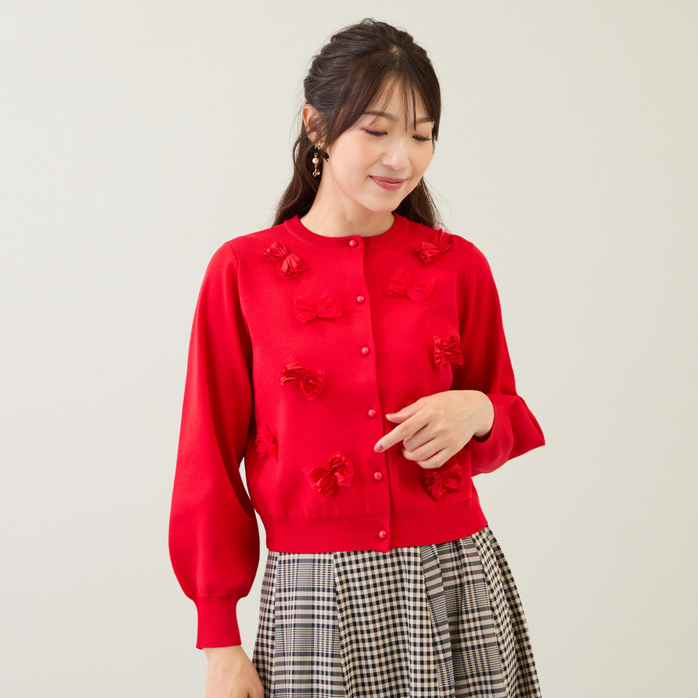 リボンニットカーディガン1