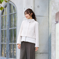 リボンカラードッキングショートコート