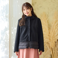 リボンカラードッキングショートコート