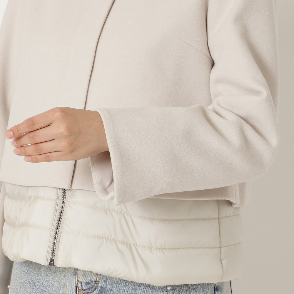 リボンカラードッキングショートコート12