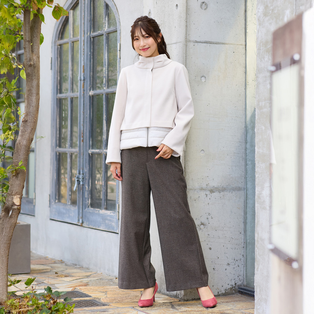 リボンカラードッキングショートコート4