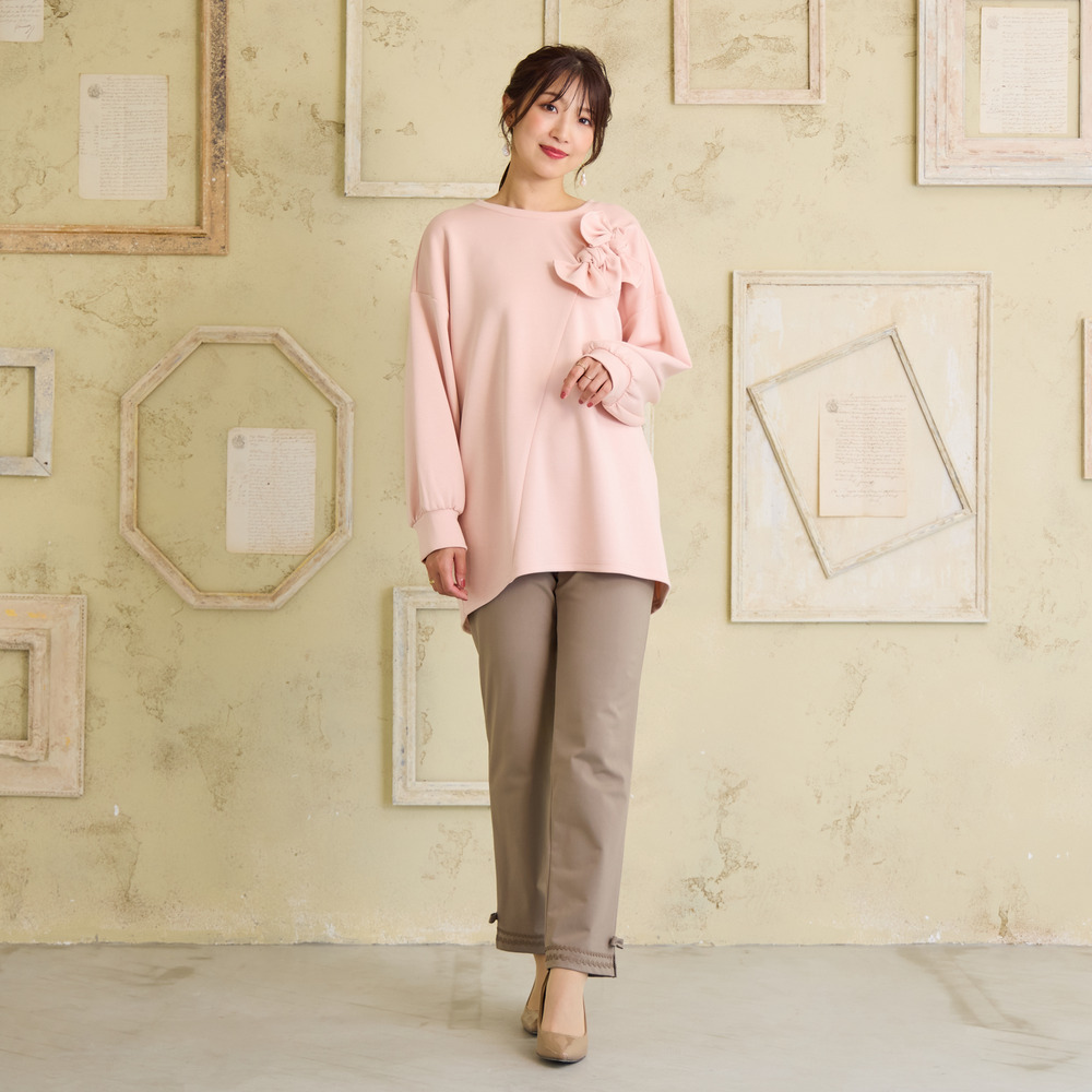 【伸縮性◎/ストレッチ発熱】裾リボンレギンスパンツ2