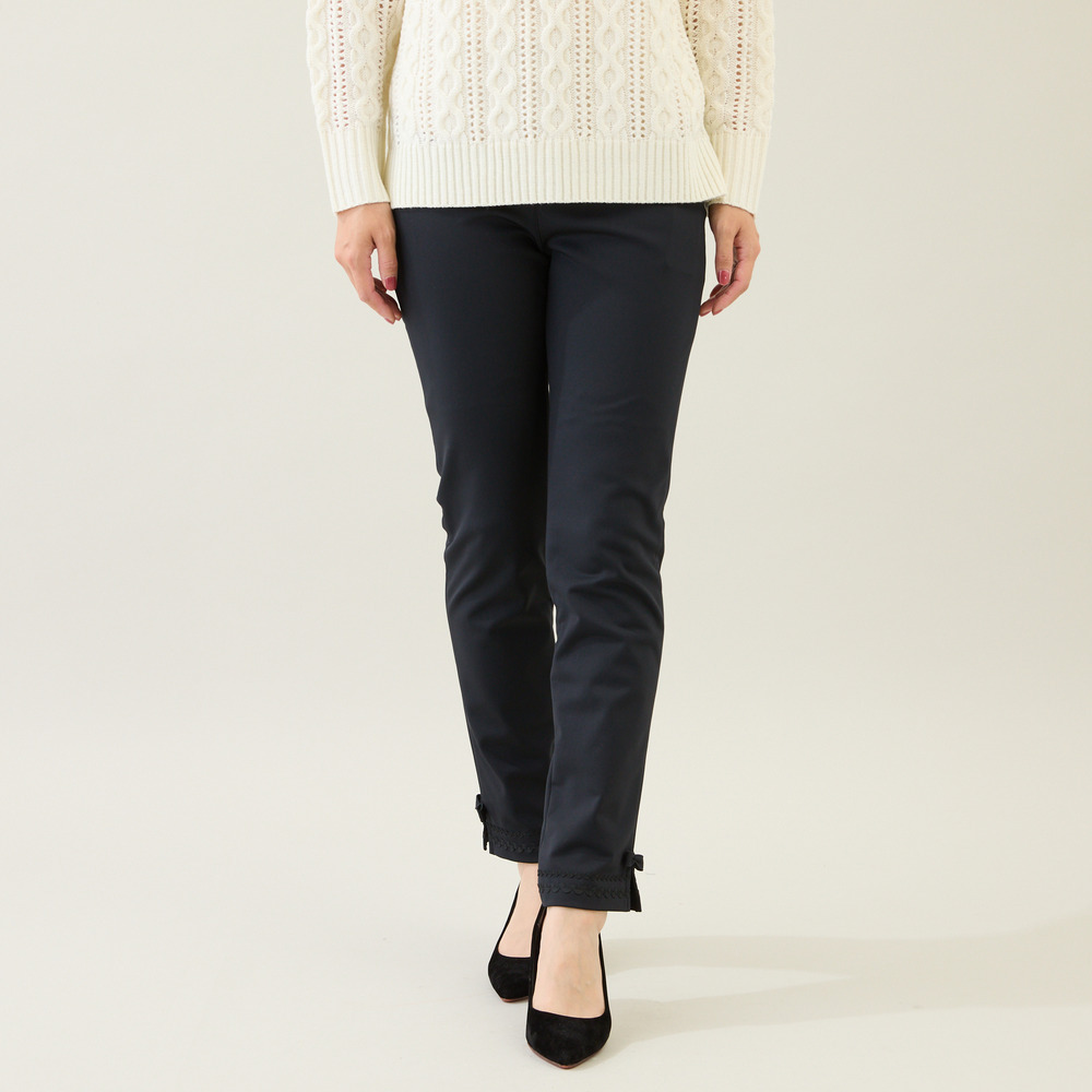 【伸縮性◎/ストレッチ発熱】裾リボンレギンスパンツ3