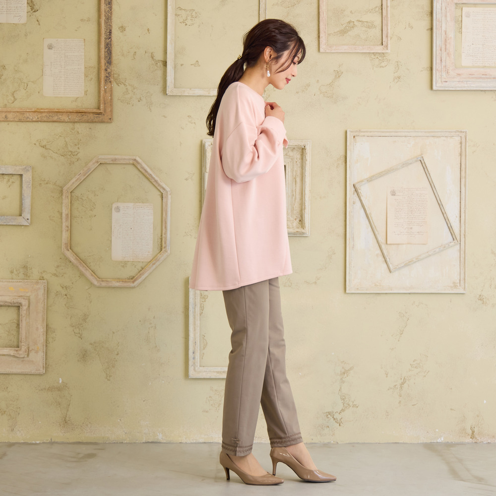 【伸縮性◎/ストレッチ発熱】裾リボンレギンスパンツ1