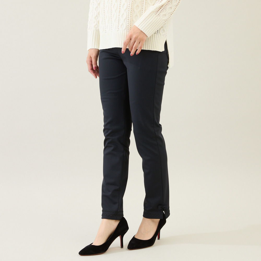 【伸縮性◎/ストレッチ発熱】裾リボンレギンスパンツ1