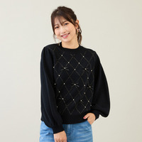 アーガイルリボンニット