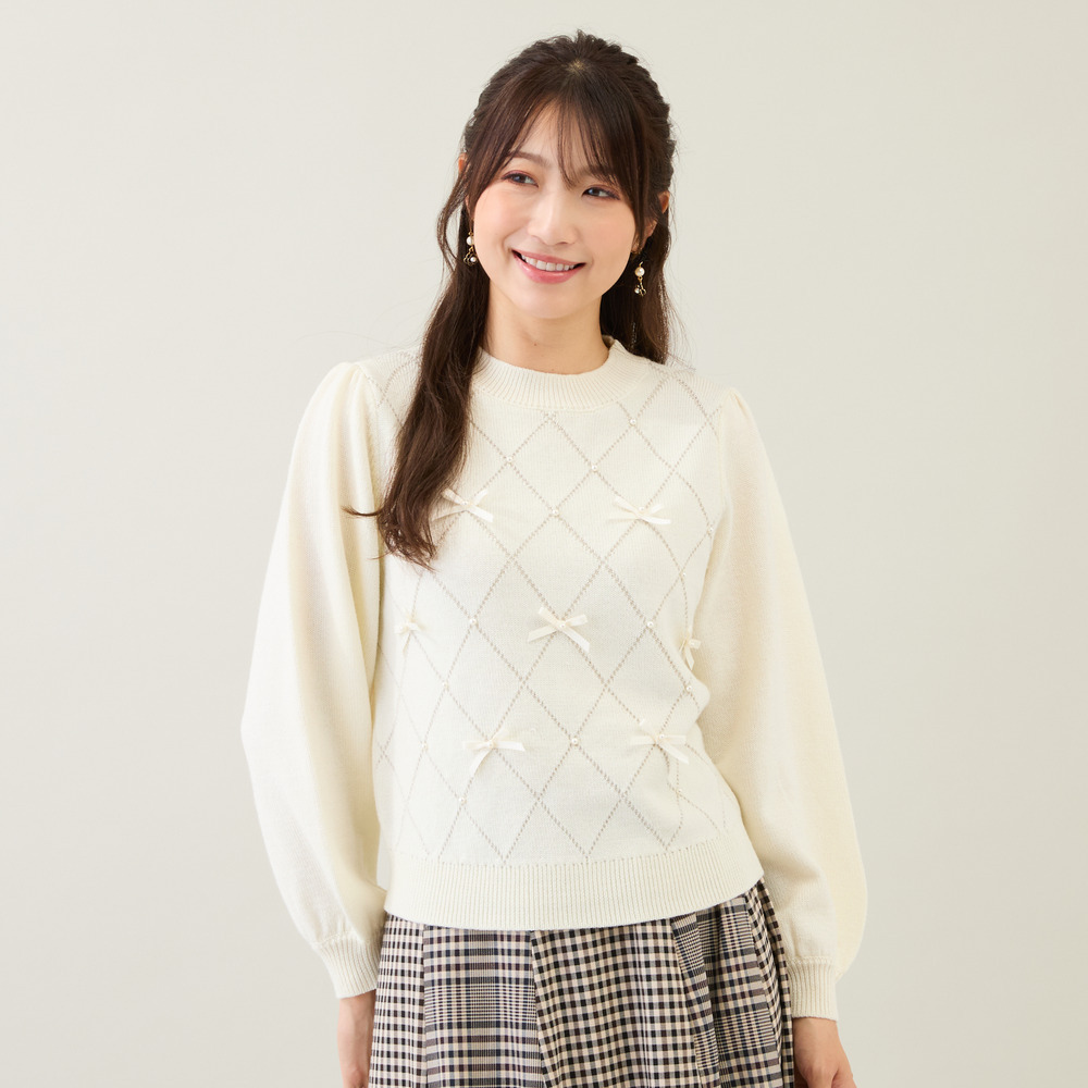 アーガイルリボンニット1