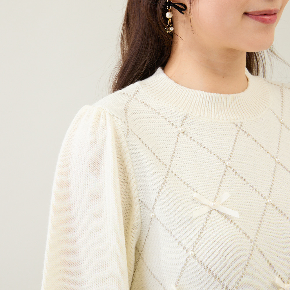 アーガイルリボンニット11