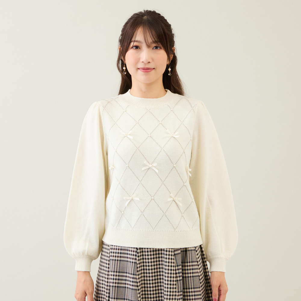 アーガイルリボンニット8