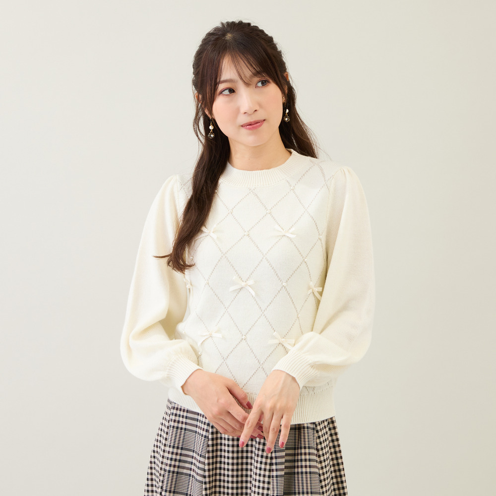 アーガイルリボンニット1