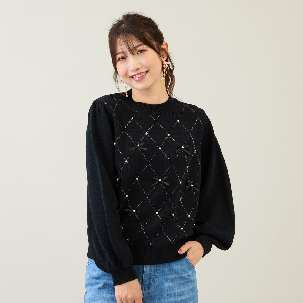 アーガイルリボンニット1