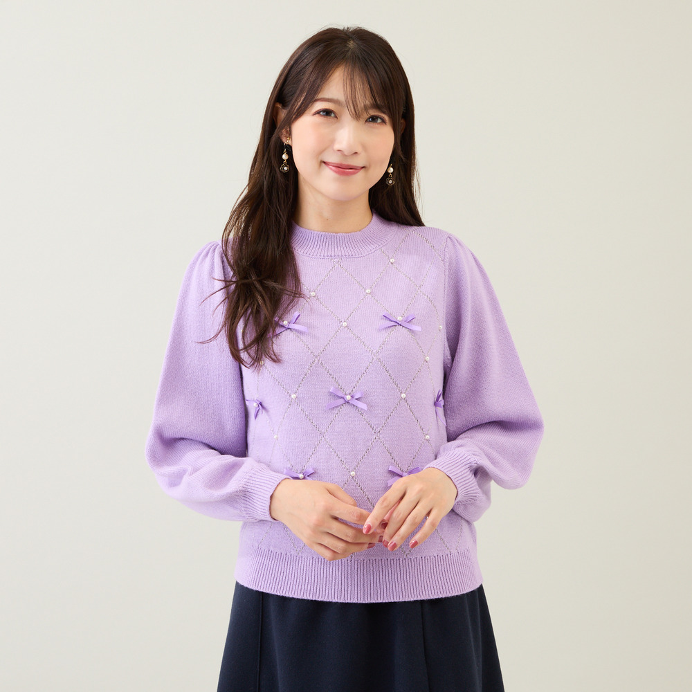 アーガイルリボンニット1