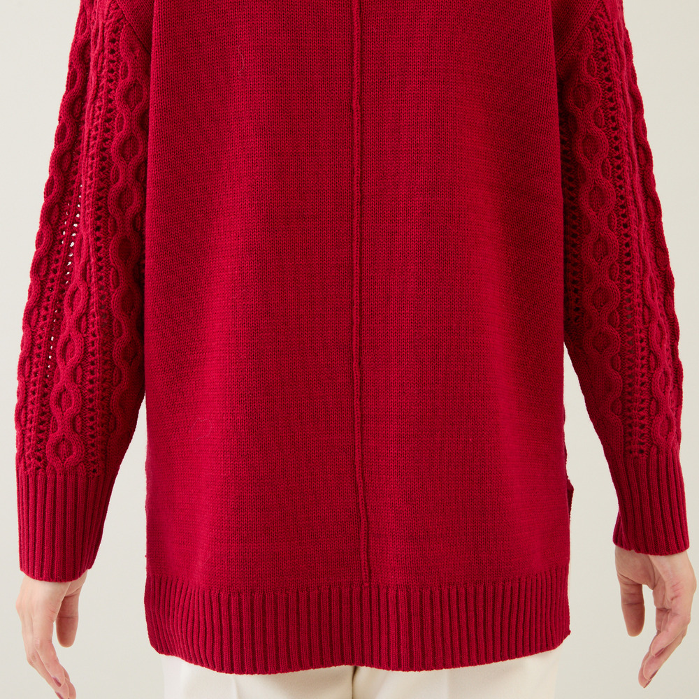 リボン×ケーブル編みニットプルオーバー12