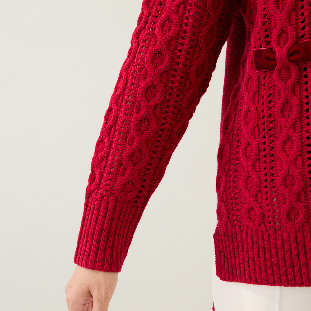 リボン×ケーブル編みニットプルオーバー9