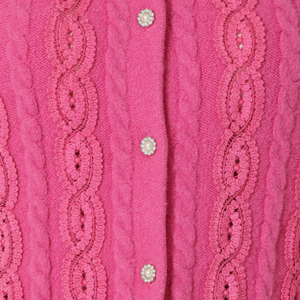 レース×ケーブル編みニットカーディガン14