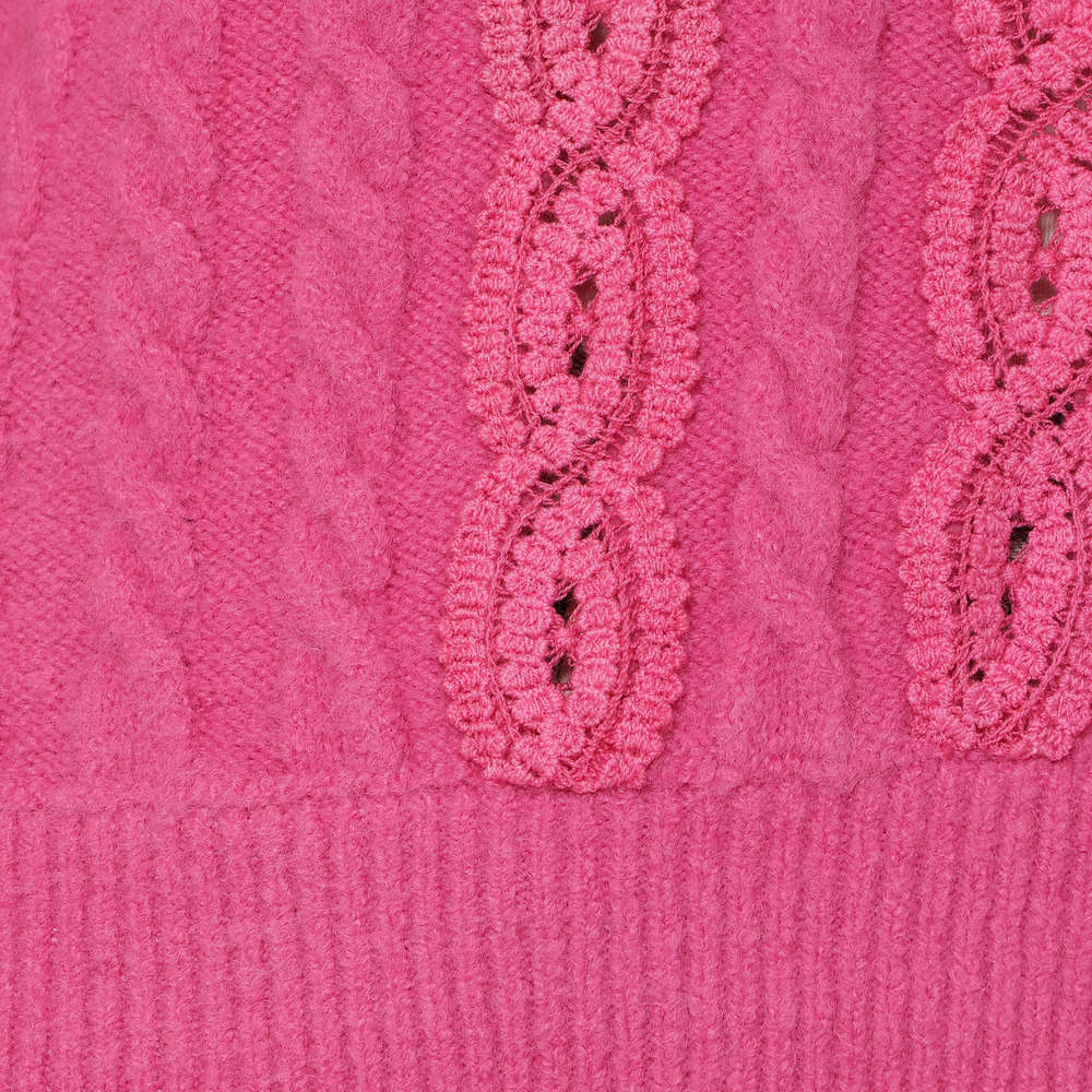 レース×ケーブル編みニットカーディガン15