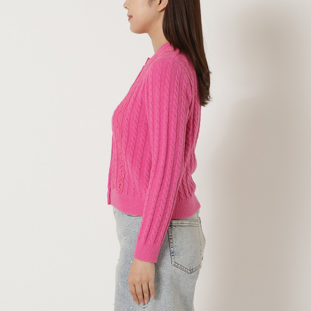 レース×ケーブル編みニットカーディガン8