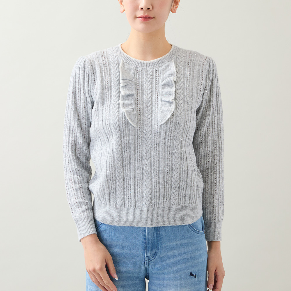 フリルラメニットプルオーバー1