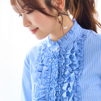 【シワになりにくい】フリルブラウス