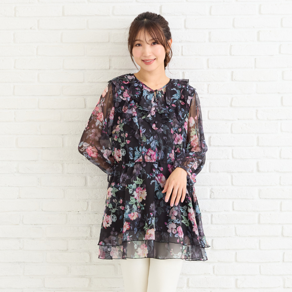 オリジナルプリントフリルチュニック1