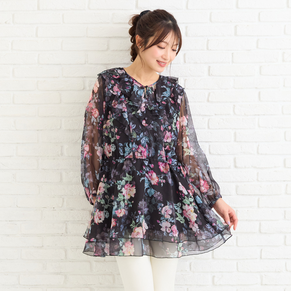 オリジナルプリントフリルチュニック1