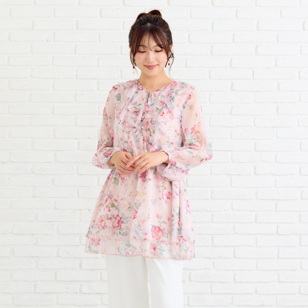 オリジナルプリントフリルチュニック1