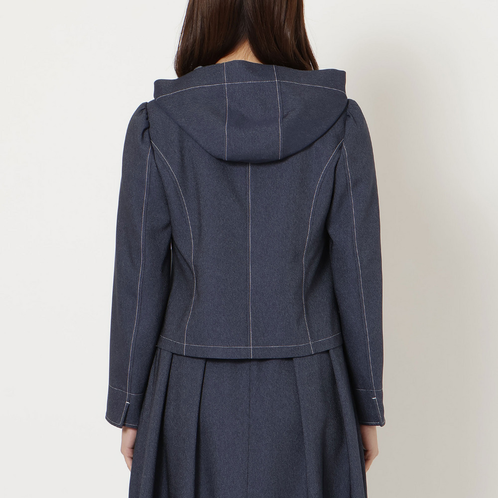 【イージーケア/伸縮性◎】デニムライクフード付きジャケット11