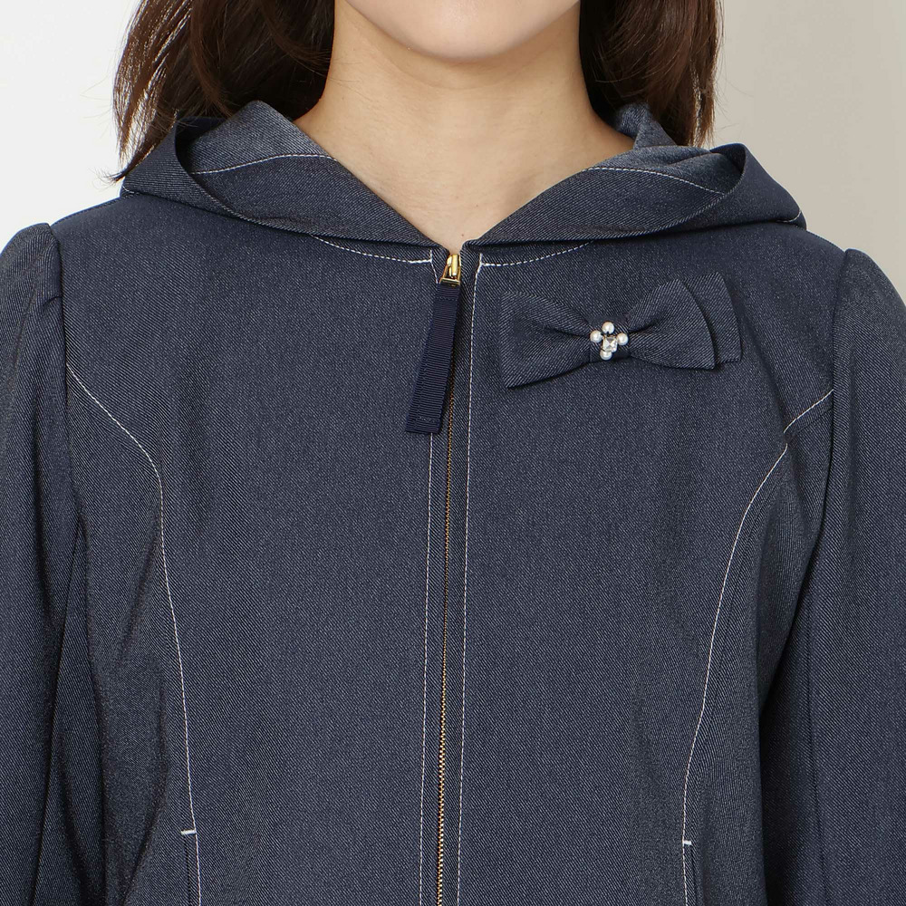 【イージーケア/伸縮性◎】デニムライクフード付きジャケット12