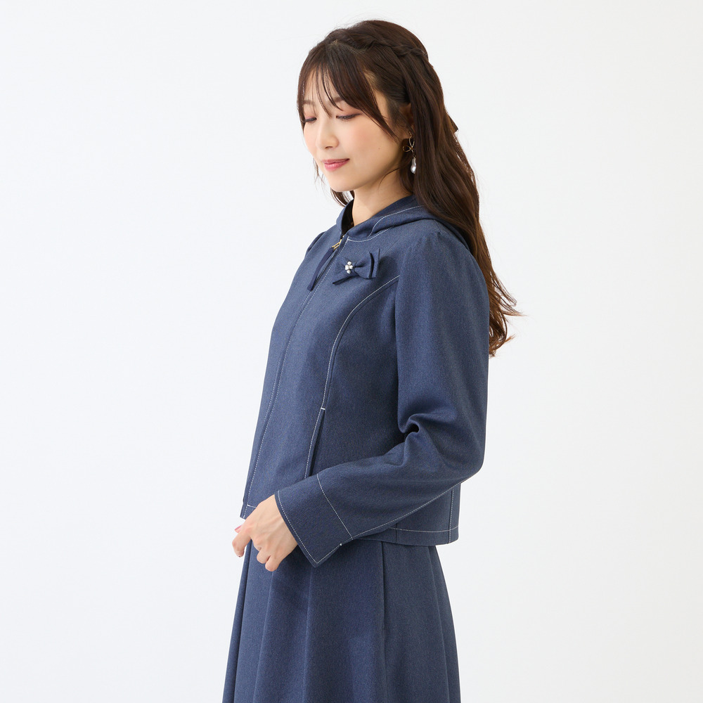 【イージーケア/伸縮性◎】デニムライクフード付きジャケット3
