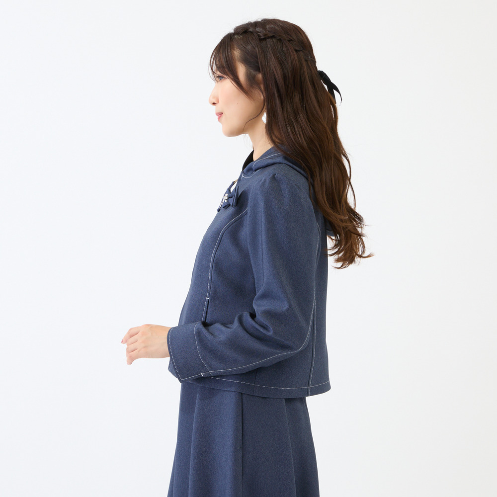 【イージーケア/伸縮性◎】デニムライクフード付きジャケット4