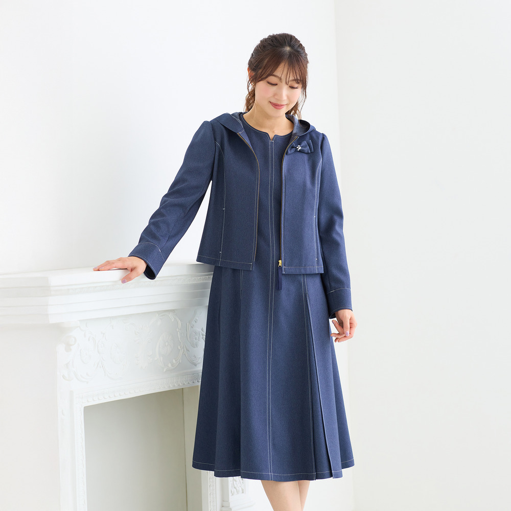 【イージーケア/伸縮性◎】デニムライクフード付きジャケット8