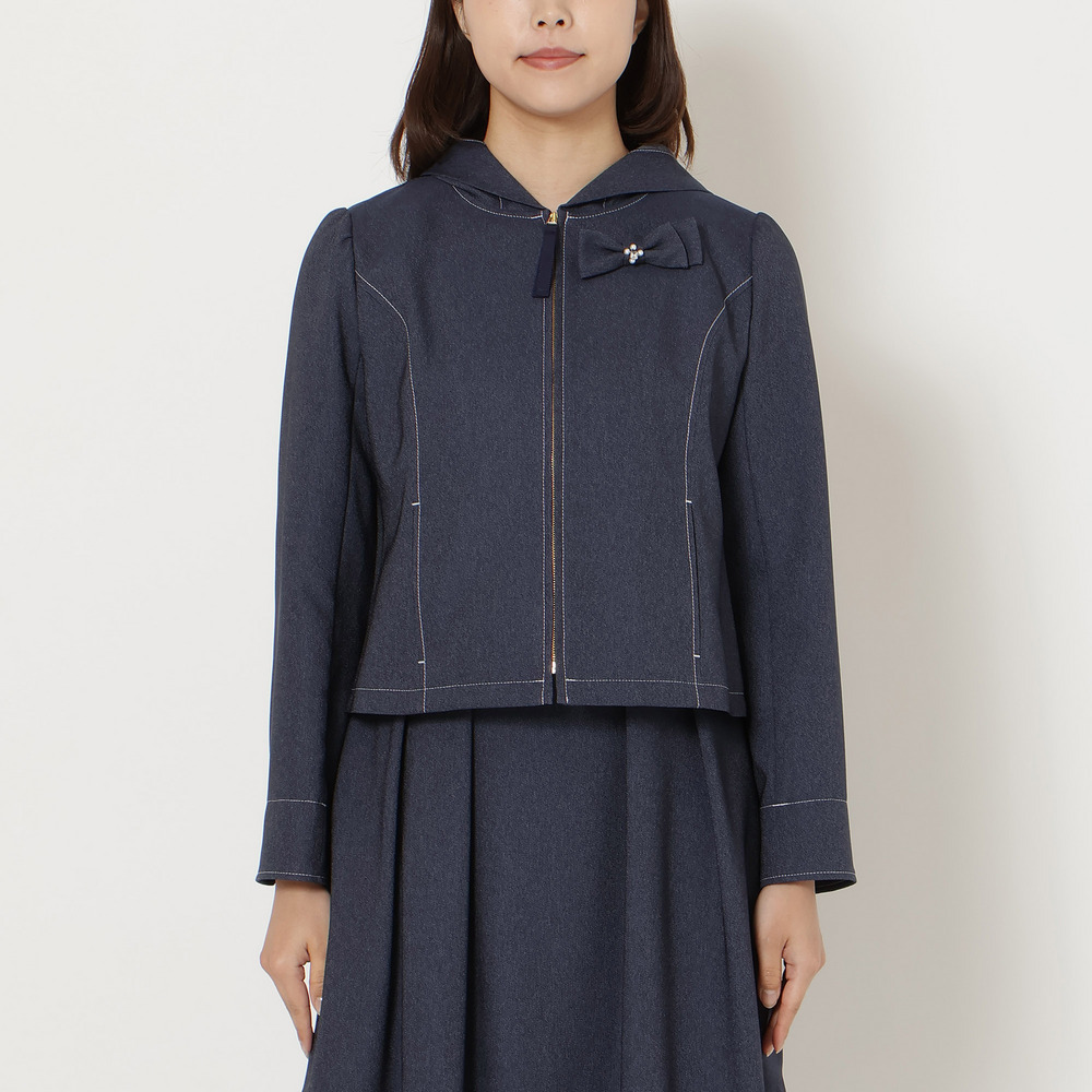【イージーケア/伸縮性◎】デニムライクフード付きジャケット9