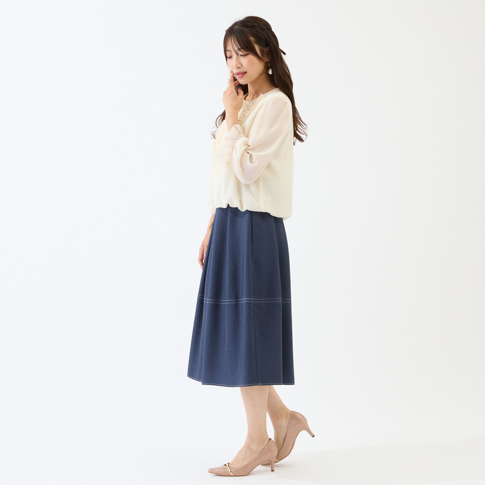 【イージーケア/伸縮性◎】コクーンシルエットスカート3