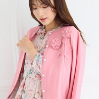 立体フラワーモチーフニットカーディガン