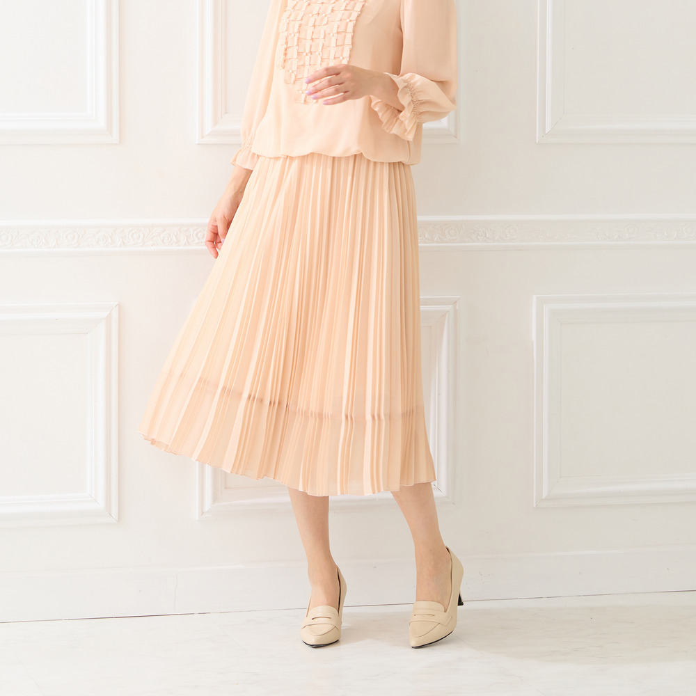 【セットアップ対応】プリーツフレアスカート