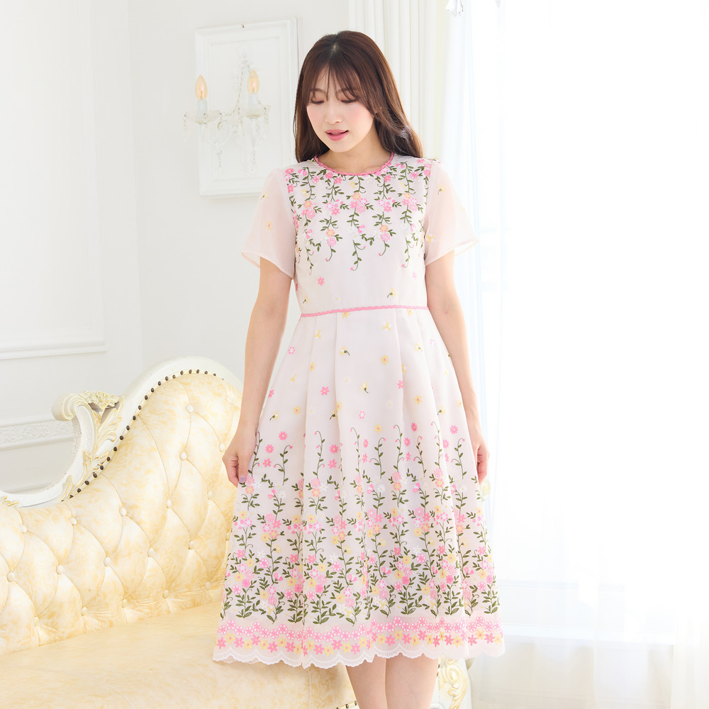 オーガンジー吹上刺繍ワンピース6